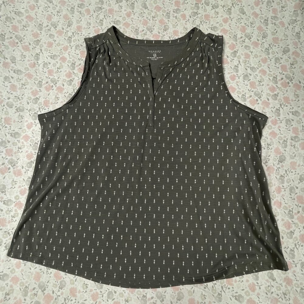 Sonoma V Neck Tank Top - 2X - Soft - Double Layer, Raw Edges on Arm Openings